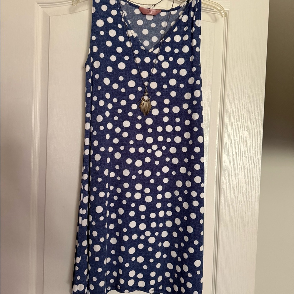 SJS Navy and White Polka Dot Kids Dress